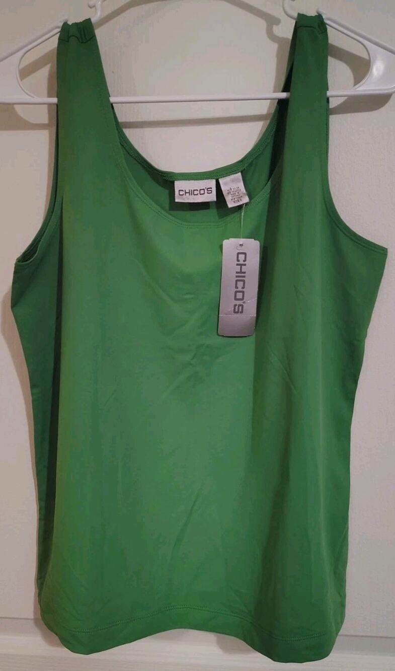 Chico's Tank Top Size 2 Large L Parsley Green Woman's New Summer Shirt Basics